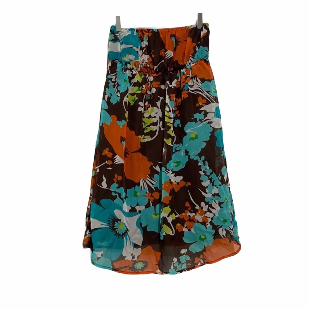 ☘️Grass Collection strapless floral dress Size M